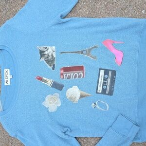 Wildfox Blue My Favorite Things Pullover Jumper Size Small
